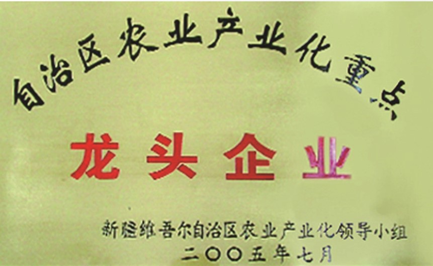 自治区农业工业化重点龙头企业
